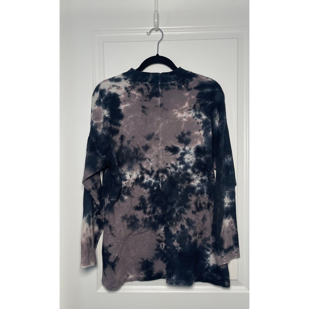We The Free Tie Dye Long Sleeve Top Women Small Black Gray Mock Neck Cotton Boho - Picture 3 of 8